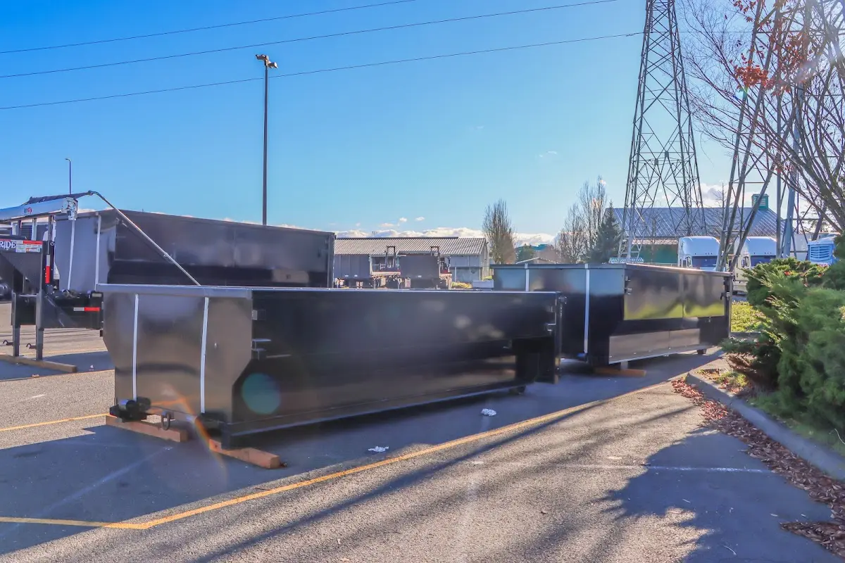 Roll-off dumpster ready for waste disposal at job site for Cleanout Dumpster Rental in Asheboro